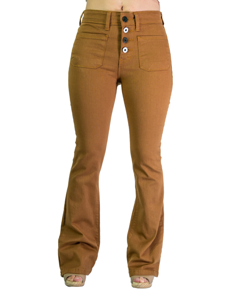 Pantalon flare plastrón color.