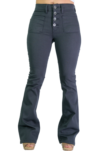 Pantalon flare plastrón color.