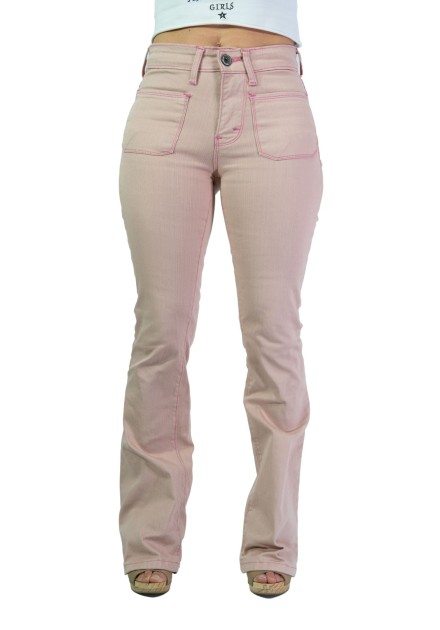 Pantalón flare plastrón color.