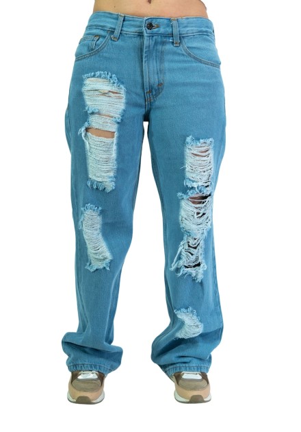 Pantalón mom jeans super stone muy roto.