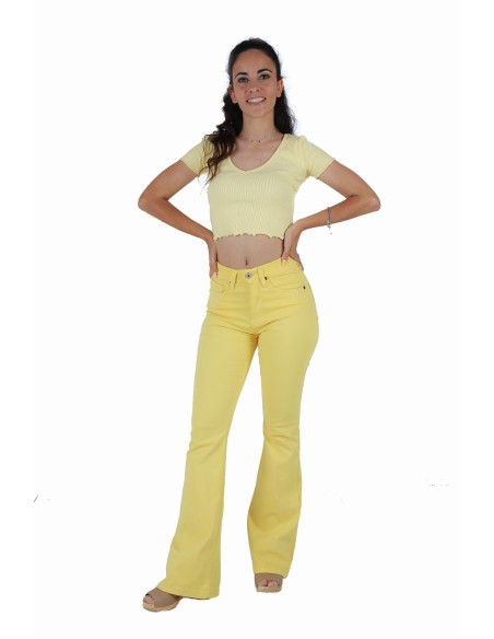 Pantalon mujer campana cinco bolsillos