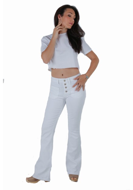 Pantalon mujer campana bolsillo plastron