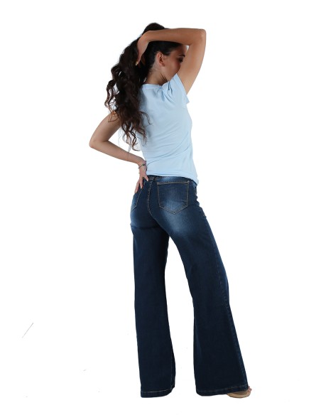 Pantalon mujer corte ancho jeans
