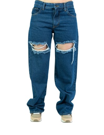 Pantalon mom jeans stone roto.