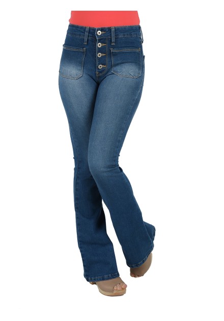 Pantalon mujer campana bolsillo plastron