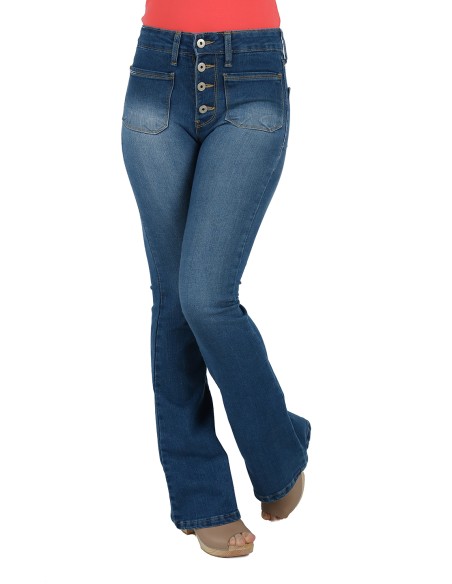 Pantalon mujer campana bolsillo plastron