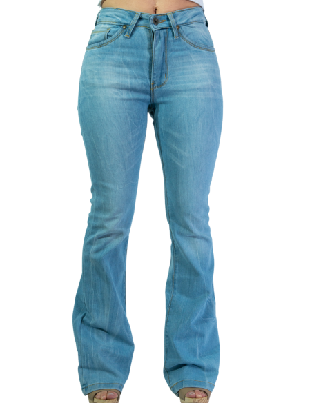 Pantalon mujer campana cinco bol. bleach